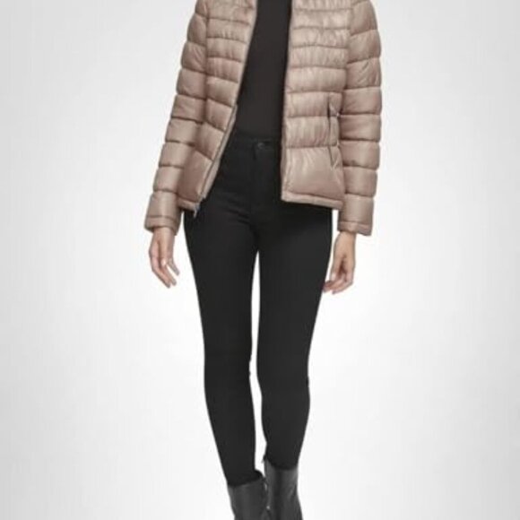 Quilted Puffer Jacket Chic Minimal Oversized Winter Coat Packable Travel - Picture 2 of 5